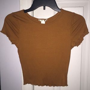 THIN CROPPED BROWN ORANGE SHIRT
